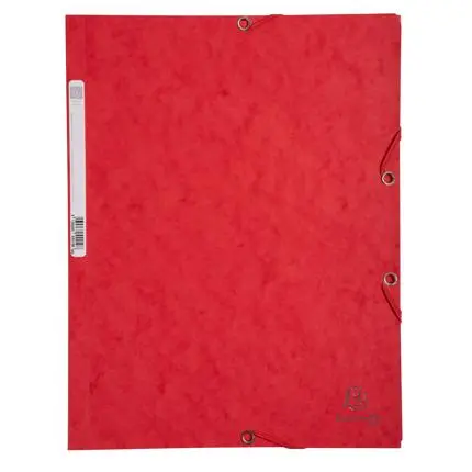 [E55505E] elastomap 3 kleppen in glanskarton met rugetiket, 400g/m2 - a4 - rood