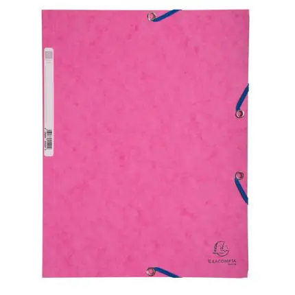 [E*55520E] elastomap 3 kleppen in glanskarton met rugetiket, 400g/m2 - a4 - roze
