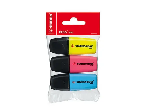 [07/3-12] mini-pack stabilo boss 3x (blauw/roze/geel)