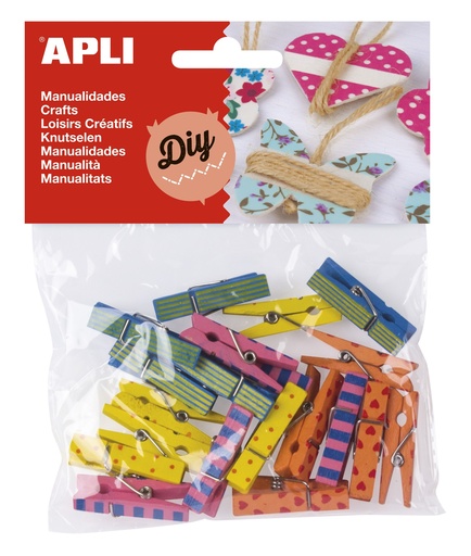[13480] MINI WASKNIJPER MOTIF HOUT (20)