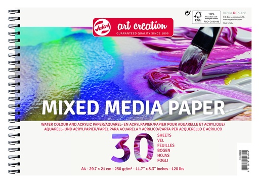 [9312002M] Talens Art Creation Mixed Media Papier A4 250G 30 Vellen