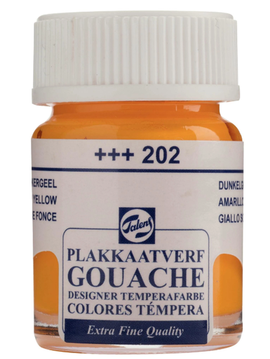 [22-202] Talens Gouache Extra Fine Quality Fles 16 Ml Donkergeel 202