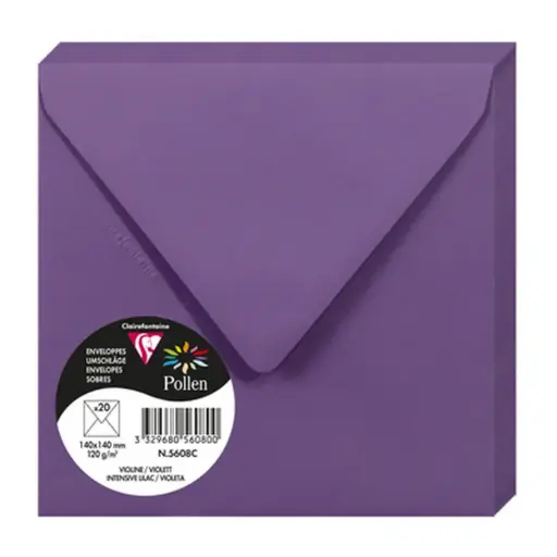 [5608C] pollen, 20 enveloppen, 120g, 140x140mm - violet 