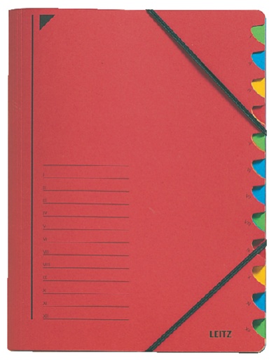 [39120025] Sorteermap A4 12 Blad (Rood)