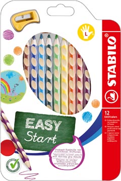 [331/12] STABILO EASY COLORS KLEURPOTLODEN 12 + SLIJPER (LINKSHANDIG)