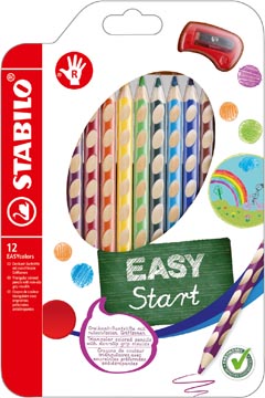[332/12] Stabilo Easy Colors Kleurpotloden 12 + Slijper (Rechtshandig)
