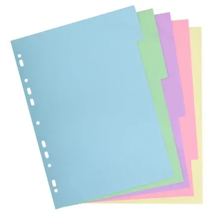 [1605E] Tabbladen Gerecycleerd Karton 170G - 5 Tabs - A4 - Geassorteerde Kleuren