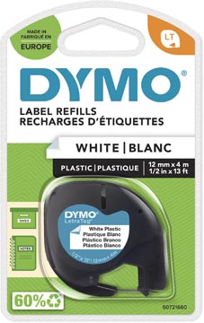 [91201] Dymo Letratag Tape 12 Mm, Plastic Wit