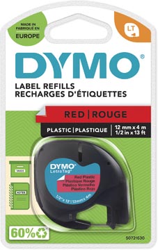 [91203] Dymo Letratag Tape 12 Mm, Plastic Rood