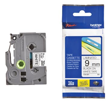 [TZE221] TAPE PT TZ (9MM, WIT/ZWART Q)