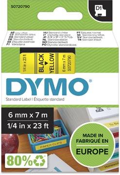 [43618] Dymo D1 Tape (6Mmx7M, Zwart/Geel)