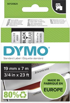 [45800] Dymo D1 Tape (19Mm, Zwart-Transparant)