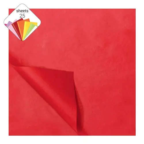 [186113] Zijdevloei Papier Rood (50X70Cm,25 Vel) 