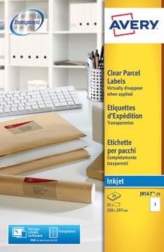 [PJ8567-25] Zweck Etiketten Transparant (210X297Mm, Inkjet)