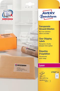[PL7565-25] ZWECK ETIKETTEN TRANSPARANT (99.1X67.7MM, LASER)