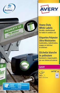 [PL4778-20] ZWECK WEERVASTE ETIKETTEN LASER (45.7X21.2MM)