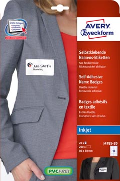 [P*J4785-20] Zweckform Avery Zelfklevende Badge Ft 80 X 50 Mm, 200 St, Wit