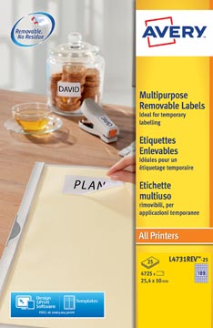 [PL4731REV-25] ZWECK STICK&LIFT ETIKETTEN (25.4X10MM)