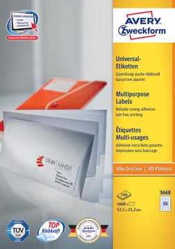 [P3668] ZWECK ETIKETTEN INKJET-LASER-KOPIE (52.2X21.2MM)