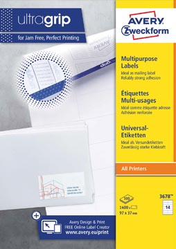 [P3678] ZWECK ETIKETTEN INKJET-LASER-KOPIE (97X37MM)