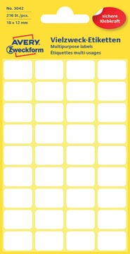 [P3042] ZWECK ETIKETTEN (18X12MM, WIT)