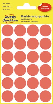 [P3004] Zweck Etiketten (18Mm, 96St (Rond), Rood)