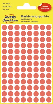 [P3010] Zweck Etiketten (8Mm (Rond), Rood)
