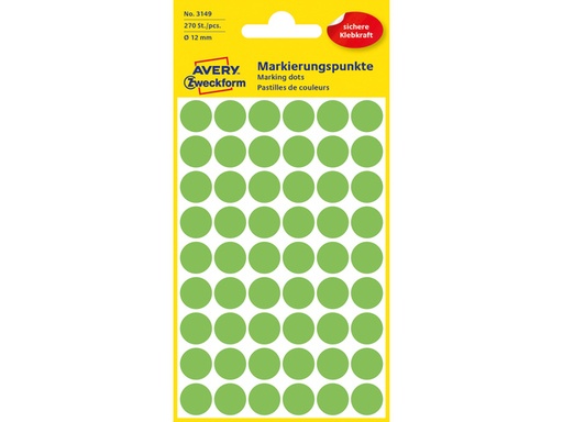 [P3149] Etiket Zweckform 12mm rond, fluo groen, 270 stuks