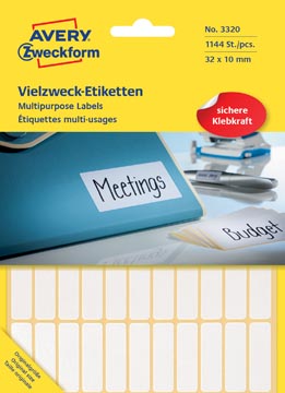 [P3320] Zweckform etiketten, 32x10 mm, 1144st, wit