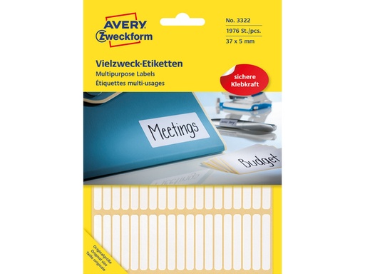 [P3322] Zweckform mini etiketten, 37x5mm, 1976st, wit