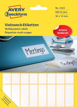 [P3323] Zweckform etiketten, 38x14mm, 928st, wit