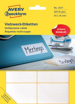 [P3337] Zweckform etiketten, 54x35mm, 224st, wit