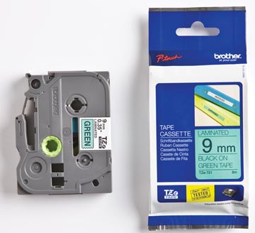 [TZE721] Brother Label Tape P- Touch Tz (9Mm, Zwart/Groen)