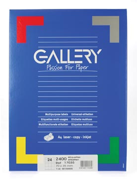 [17035] Gallery Witte Etiketten Ft 70 X 35 Mm (B X H), Rechte Hoeken, Doos Van 2.400 Etiketten