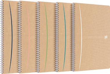 [4141847] Oxford Touareg Spiraalschrift, 180 Bladzijden, Ft A4, Geruit 5 Mm, Geassorteerde Kleuren