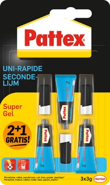 [2548134] Pattex Super Gel Secondelijm, 3 G, 2 + 1 Gratis, Op Blister