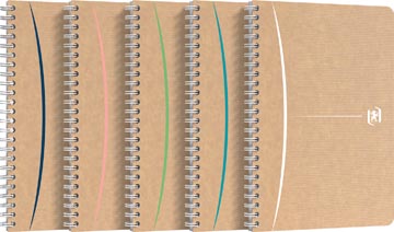 [4141844] Oxford Touareg Spiraalschrift, 180 Bladzijden, Ft A5, Geruit 5 Mm, Geassorteerde Kleuren
