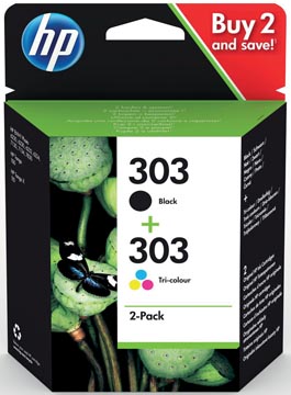 [3YM92AE] HP 303 ENVY PHOTO INKT (2) ZWART-KLEUR ST 200/165PAGINA'S