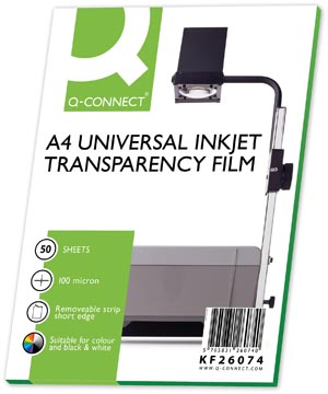 [KF26074] Q-Connect Overhead Transparanten Voor Inkjetprinter, Ft A4, Pak Van 50 Vel