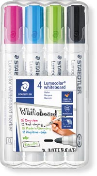[351WP4-1] Etui Witbordstiften 351 Staedtler (Dikte 2,0Mm, 4 Kleuren, New Colours) 