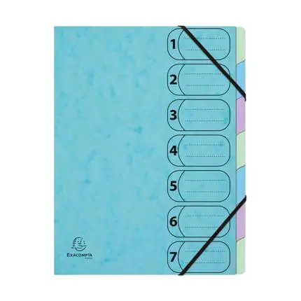 [56560E] Harmonika Sorteermap Met Elastieken 7 Vakken Aquarel - A4 - Geassorteerde Kleuren