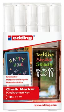 [3448049] Edding Krijtmarker E-4095 Wit, Etui Van 5 Stuks
