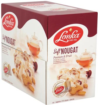[36419] Lonka Nougat, Per Stuk Verpakt, 12G, Doos Van 214 Stuks, Pinda Vrucht