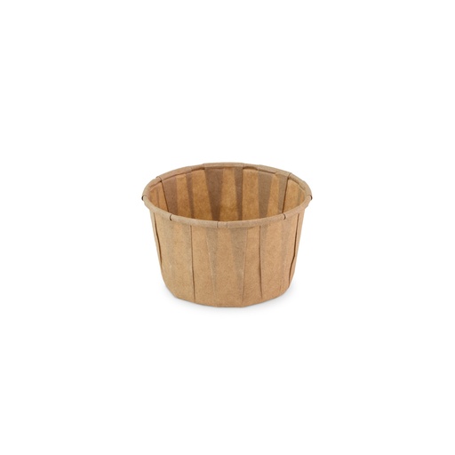 [50530] Bakje papier (FSC®) rond bruin 4.0oz / 120ml  ø70 x h43mm krimp à 100