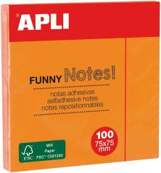 [11900] APLI NOTES FLUO 75X75MM ORANJE