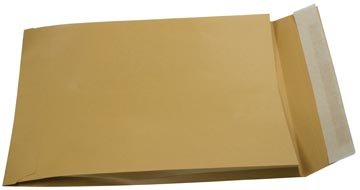 [017056] Gallery Enveloppen Met Balg Ft 250 X 350 X 40 Mm, Stripsluiting, Bruine Kraft, Doos Van 250 Stuks