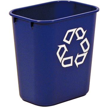 [2956B] Rubbermaid recylagebak, zonder zijbakjes, 26,6 liter, blauw