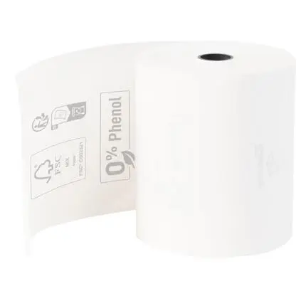 [43828E] Kassarollen 80x80mm - 1 laag thermisch papier 55g/m2 - zonder Phenol - Wit