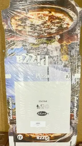 [200070] pizzadoos 33x33x4cm wit met gekleurde opdruk, 100 stuks