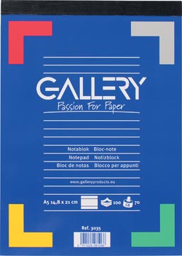[3035] Gallery schrijfblok, ft A5, gelijnd, blok van 100 vel